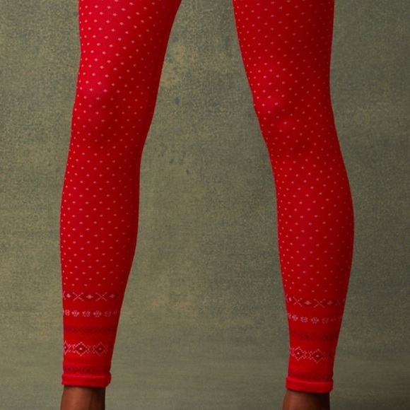 Cloud Seamless High-waisted Jacquard Legging Poinsettia Nordic Fairisle Xmas - Picture 7 of 7